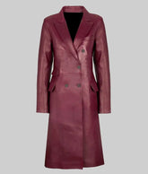 Zendaya Burgundy Leather Trench Coat